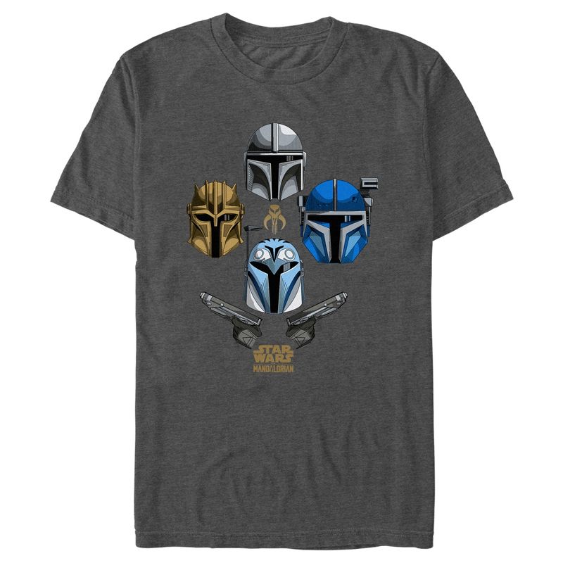 Men's Star Wars: The Mandalorian Team Helmets T-Shirt, 1 of 6