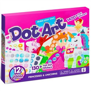 Joyfy Dot Art Paper Craft Kit - Over 1400 Pcs No Mess DIY Sticker Art for Kids, Toddler Arts & Crafts Supplies, Birthday Gifts (Unicorns & Princess) - 1 of 4