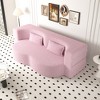 Modern 78" Teddy Fabric Floor Sofa Bed, Full Size Convertible Sleeper Couch with 2 Pillows, Plush Foam-Filled Folding Mattress for Living Room - 3 of 4