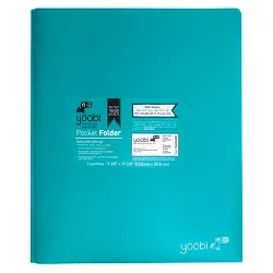 2 Pocket Plastic Folder with Prong Fasteners Aqua - Yoobi™