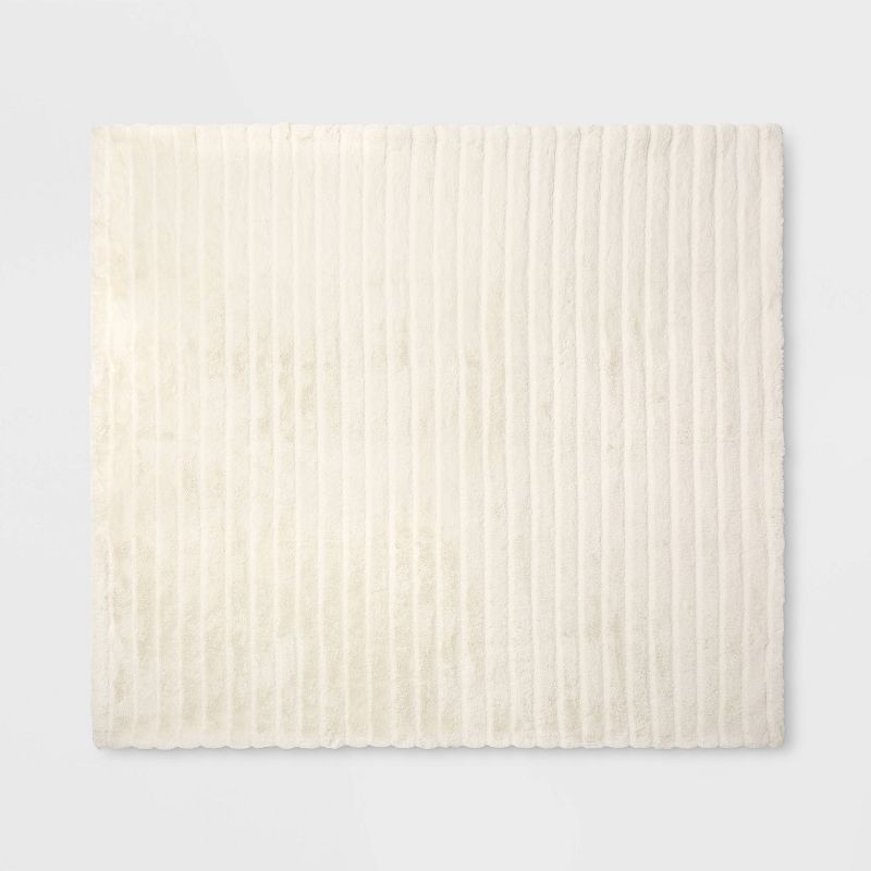 Textured Faux Fur Reversible Throw Blanket - Threshold™, 3 of 9