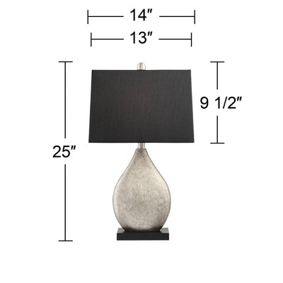 Marco 25" Silver Teardrop Table Lamps with Black Shades, Set of 2