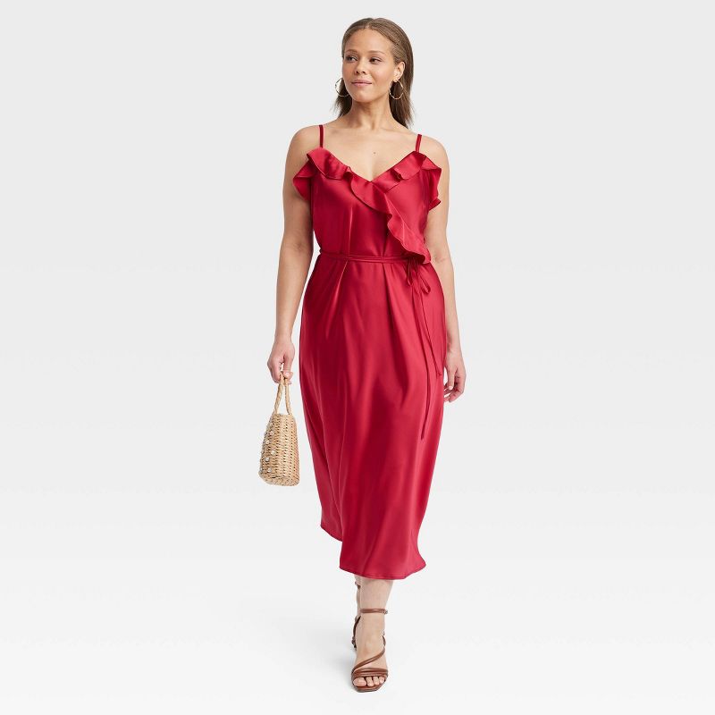 Women's Ruffle Midi Slip Dress - A New Day™, 4 of 12