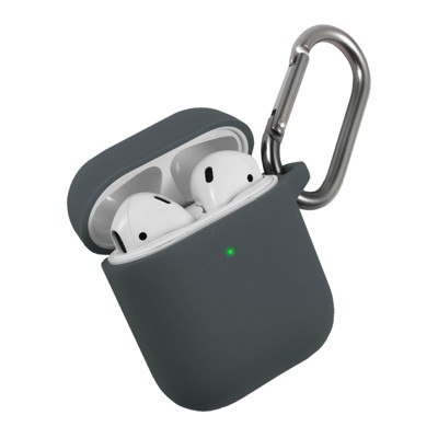 Insten Case Compatible with AirPods 1 & 2 - Protective Silicone Skin Cover with Keychain, Midnight Green
