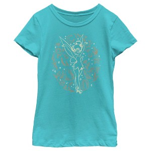Girl's Peter Pan Halloween Tinkerbell Line Art T-Shirt - 1 of 4