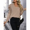 Coolmee Women's Long Sleeve Shirts Fall Outfits V Neck Soft Knit Pullover Trendy Tops Dressy Casual Blouses - 4 of 4