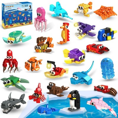 HogoKids 24 Pack Party Favors Building Set, 629PCS Marine Animals Blocks Goodie Bag Stuffers Valentines Day Easter for Kids Ages 6+