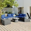 Outdoor Sofa Set, PE Wicker Sofa With Cushions, Sectional Sofa Set for Free Combination, Multifunctional Table and Stools-Coolbibila - 2 of 4