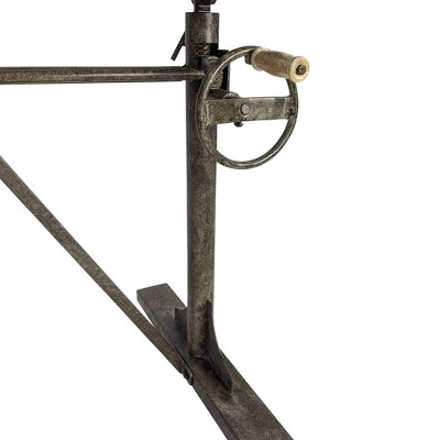 Gray Adjustable Height Standing Desk with Wood Top