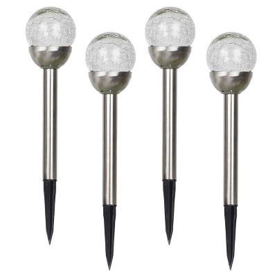 15" Solar Glass Ball Pathway LED Lights Set of 4