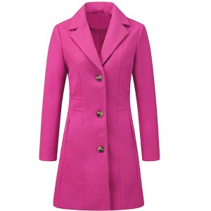 INSPIRE CHIC Women's Single Breasted Notched Lapel Long Winter Coats - 1 of 4