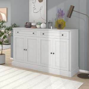 Kitchen Sideboard Storage Buffet Cabinet with 2 Drawers & 4 Doors Adjustable Shelves(Antique White) - 1 of 4