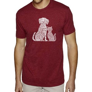 LA Pop Art Men's Premium Blend Word Art T-shirt - Dogs and Cats - 1 of 4