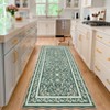 Scalloped Floral Rug Washable Non-Slip Boho Hallway Rug Soft Carpet for Kitchen, Bathroom, Laundry, Entryway - 2 of 4