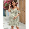 Coolmee Women Summer Maternity Mini Dress Ruffle Off Shoulder Floral Sleeveless Spaghetti Strap Flounce Beach Dress - 3 of 4
