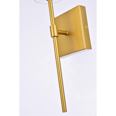 Elsreth Brass Cylinder Dimmable Wall Sconce with Clear Glass Shade