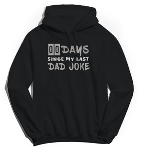 Rerun Island Men's 0 Days Since Dad Joke Long Sleeve Graphic Cotton Sweatshirt Hoodie - 1 of 2