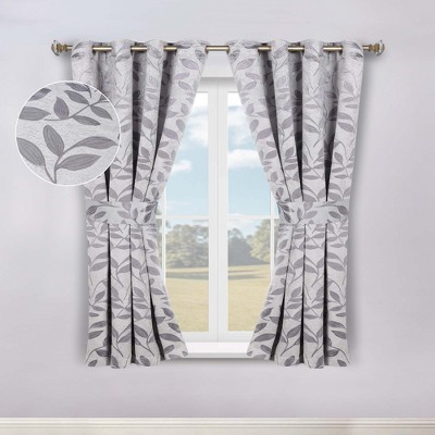 Modern Bohemian Leaves Room Darkening Semi-Blackout Curtains, Set of 2 by Blue Nile Mills