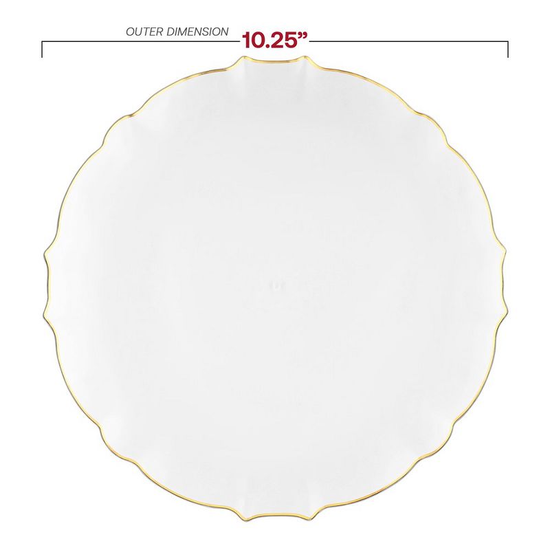 Smarty Had A Party 10.25" Clear with Gold Rim Round Lotus Disposable Plastic Dinner Plates, 2 of 7