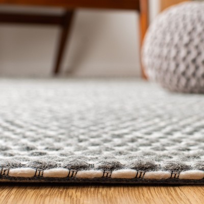 Ivory and Charcoal Flat Woven Wool Runner Rug