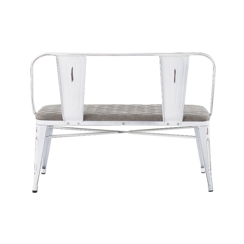 Oregon Industrial Upholstered Bench Vintage White/Gray - LumiSource, 5 of 10