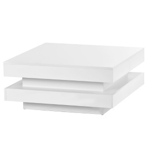 NicBex 31.5 Inch High Gloss Square Coffee Table with LED Lights,Center Table for Living Room,Bedroom - 1 of 4