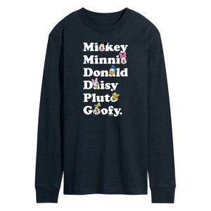 Men's - Disney - Mickey's Character List Long Sleeve Graphic T-Shirt - 1 of 4