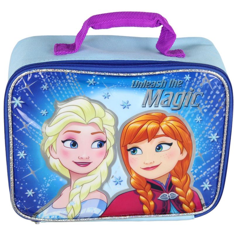 Disney Frozen Girl's Elsa Compartment Soft Lunch Box (Blue/Magic) Blue, 1 of 7