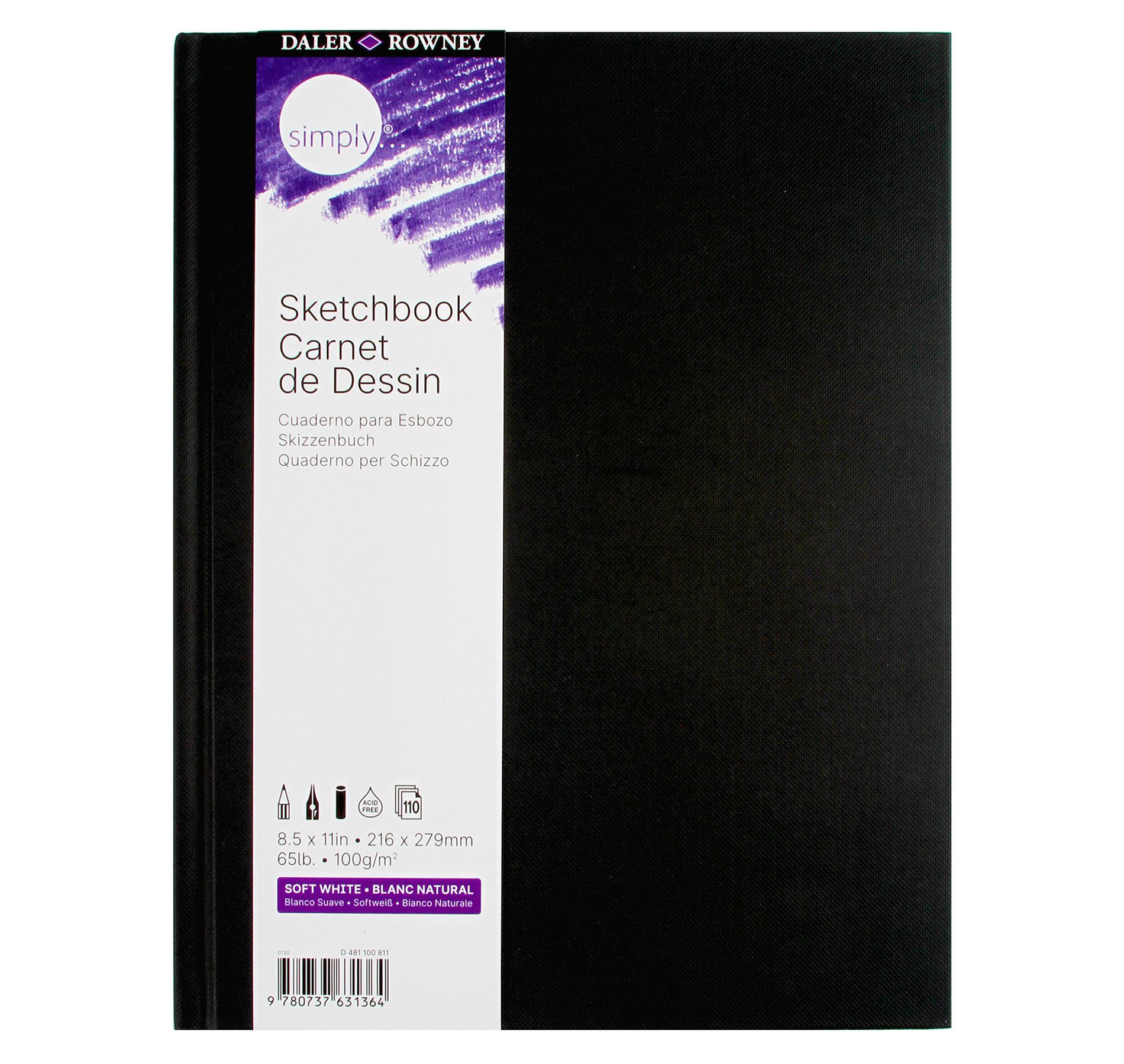 Daler-Rowney Simply... Sketchbook, Soft White, 110 Sheet, 8.5x11 inch, 1 Count