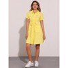 INSPIRE CHIC Women's Point Collar Front Elastic Waist Drawstring Mini Shirt Dress with Pocket - 3 of 4