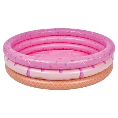 Pool Central 47" Inflatable 3 Ring Pink Doughnut Kiddie Swimming Pool