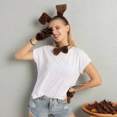 Joyfy Halloween Animal Puppy Costume Kit, Ears & Tail Costume Accessories for Adults & Kids, Perfect for Cosplay Halloween Costume Parties