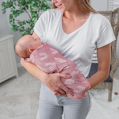 Mauve Rainbow Muslin Cotton Baby Swaddle Blanket