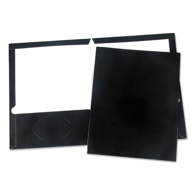 Universal Laminated Two-Pocket Folder Cardboard Paper Black 11 x 8 1/2 25/Pack 56416, 1 of 6