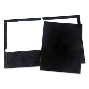 Universal Laminated Two-Pocket Folder Cardboard Paper Black 11 x 8 1/2 25/Pack 56416