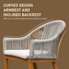 Kumasinova Teak-Finish Outdoor Counter Height Bar Stools Set of 2, All-Weather Rope Backrest Counter Stools, Modern Boho Counter Height Stools - 2 of 4