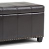NicBex Small Coffee Table Ottoman with Storage, Transitional Foot Stools Ottoman with Stitched Detail and Nailhead Trim for Living Room, Dark Brown - 4 of 4