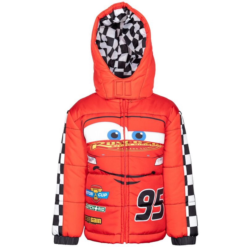 Disney Pixar Cars Lightning McQueen Winter Coat Puffer Jacket Toddler, 1 of 10