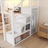 White Full Loft Bed with Desk and Charging Station Full Size Metal Loft Bed with Stairs and Light for Kids Teens - 4 of 4