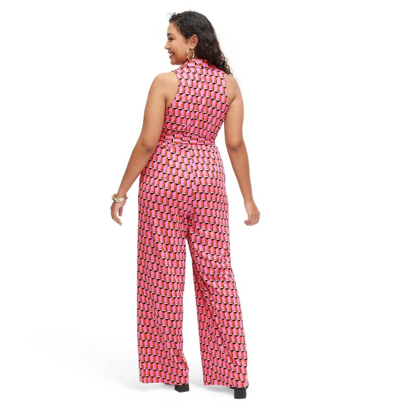 Women's Collared Sleeveless Pink Modern Geo Jumpsuit - DVF for Target, 2 of 13
