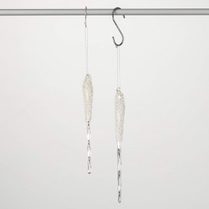 9"H & 7.5"H Sullivans Christmas Frosted Icicle Ornament Set of 2  White-Clear - 1 of 2