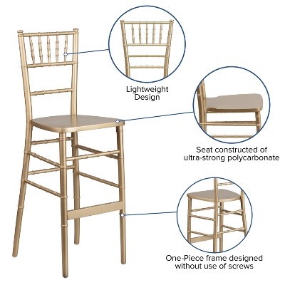 Gold and Brown Wood Chiavari Stackable Barstool
