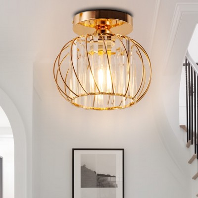 DORESshop 10 in. 1-Light Gold Modern Semi Flush Mount Ceiling Light for Foyer, Closet, Entryway, Kitchen, Bedroom, Dining Room