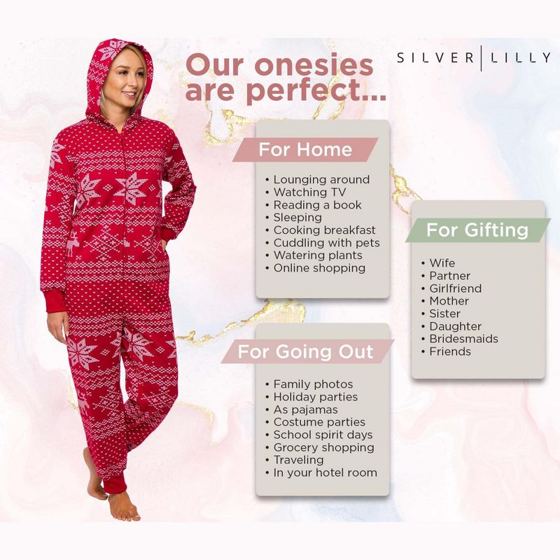 Silver Lilly - Holiday Fair Isle Slim Fit Women's Novelty Union Suit, 6 of 8