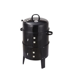 SEVOBAL 17" 3-in-1 Vertical Charcoal Fireplace Smoker Barbecue Grill Thermometer Outdoor Camping Picnic Backyard Fire Pit, Black, 17.13"*17.13"*10.04" - 1 of 4