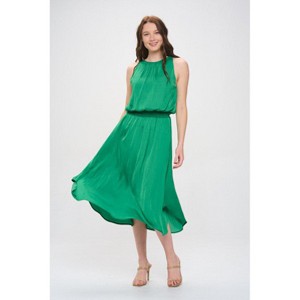 WEST K Women's Viviana Flowy Smocked-Wasit Satin Tank Midi Dress - 1 of 4