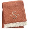 HomeRoots 55" X 70" Terra Cotta And White Herringbone Cotton Blend S Initial Throw Blanket with Tassels And Embroidery - 3 of 3