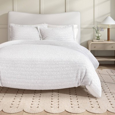 Isla Jade King Waffle Weave Textured Duvet Cover and Sham Set Navy Blue
