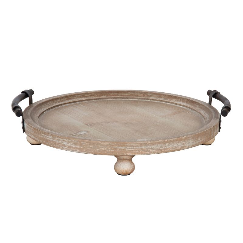 Kate and Laurel Bruillet Round Wooden Footed Tray, 2 of 6