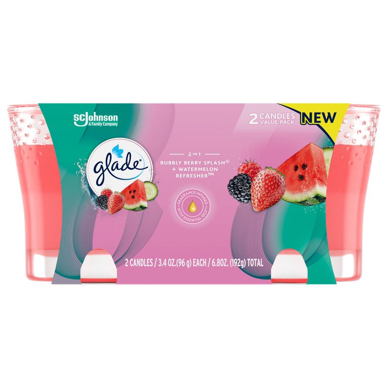 Glade 2-in-1 Candles - Bubbly Berry Splash &#38; Watermelon Refresher - 6.8oz/2ct, 5 of 21